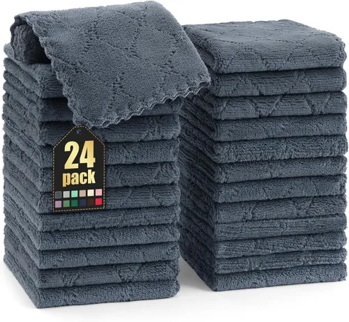 Vista 34 de Homaxy - Paquete de 12 trapos de cocina (13 x 19 pulgadas, marrón), de terciopelo coral supersuaves y absorbentes para lavar platos, paño