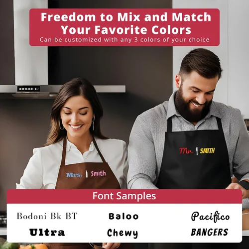 Vista 5 de Personalized Aprons for Men&Women - Custom Apron for Adults with Embroidered Name, Customized Chef, Kitchen Apron with Dual Pockets, Great Cooking