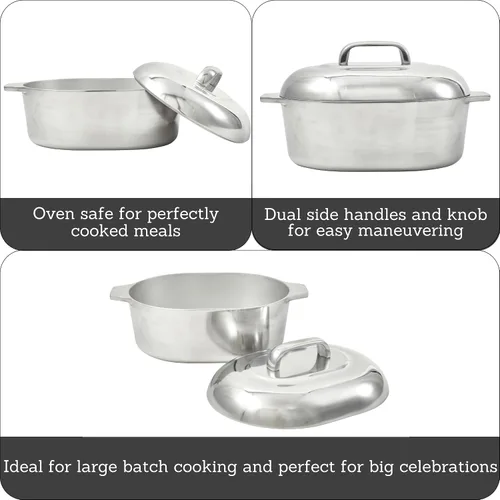 Vista 3 de IMUSA Asador ovalado de aluminio fundido Cajun de 11 pulgadas de alto con tapa