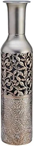 Vista 11 de Elements Harlequin - Jarrón decorativo de metal en relieve, decoración del hogar para flores secas y arreglos florales artificiales, sala de estar