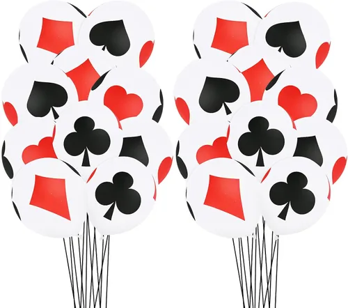Vista 3 de 30 globos de casino para decoración de póquer, globos de 12 pulgadas, globos de látex para decoración de fiesta de cumpleaños de póquer de casino