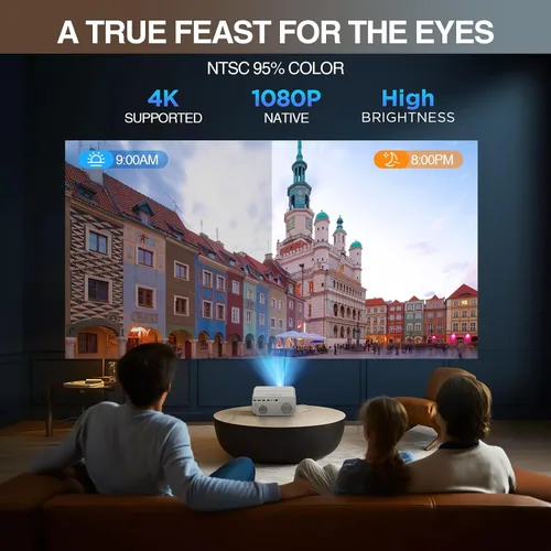 Vista 9 de [Enfoque Automático/Soporte 4K] Proyector con WiFi y Bluetooth, 700ANSI Nativo 1080P Proyector de Películas para Exteriores con Enfoque