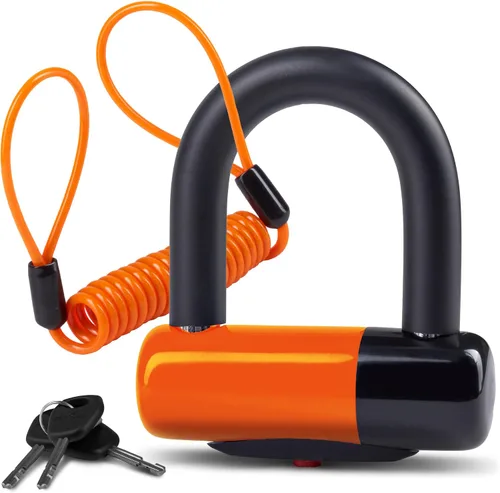 Vista 8 de Bloqueo de disco antirrobo para motocicleta, resistente con cable de recordatorio y bolsa de transporte, bloqueo de freno de disco de ajuste Azul