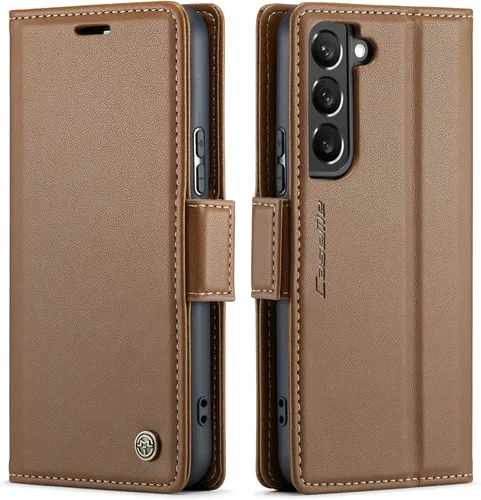 Vista 12 de QLTYPRI Funda tipo cartera para Samsung Galaxy S22, funda de cuero PU premium con cierre magnético, tipo folio con bloqueo RFID, ranuras