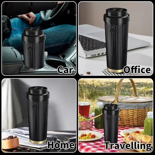 Vista 6 de Enfriador y calentador inteligente 2 en 1 de 12 V, mantiene la bebida fría o caliente en el soporte, calentador de agua y leche para bebidas y café