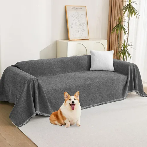 Vista 20 de MYSKY HOME - Funda extragrande para sillón de 1 cojín, lavable, protector de sofá con borlas, para mascotas y niños, 71 x 91 pulgadas, color beige