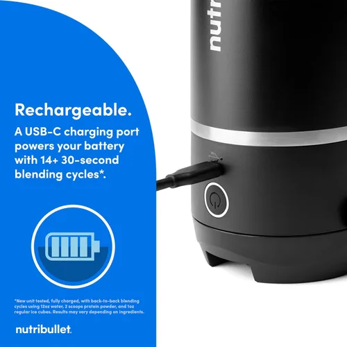 Vista 9 de nutribullet Batidora portátil abatible con vaso aislante, inalámbrico, negro, NBPB50350AK