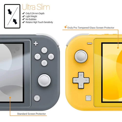 Vista 9 de Orzly Screen Protector for Nintendo Switch Lite 2019 Model [4 Pack] Tempered Glass Screen Protectors. No Bubbles Easy Installation Anti Scratch