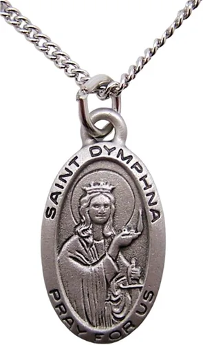 Vista 4 de Saint Dymphna 78-Inch peltre Medalla Colgante con tarjeta de oración Santo