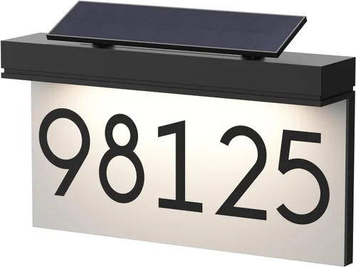 Vista 8 de Placa de dirección para casas, panel solar ajustable alimentado por energía solar, 3 colores de iluminación, números de casa, señal de dirección