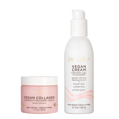 Vista 8 de Pacifica Juego de 2 cremas de colágeno vegano para la cara y los ojos, crema de noche + loción antienvejecimiento, hidratante de colágeno abundante