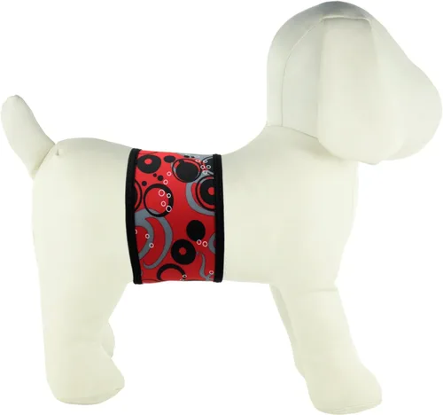 Vista 9 de Bandas lavables y reutilizables de vientre para perro macho de PlayaPup Rojo tiburón