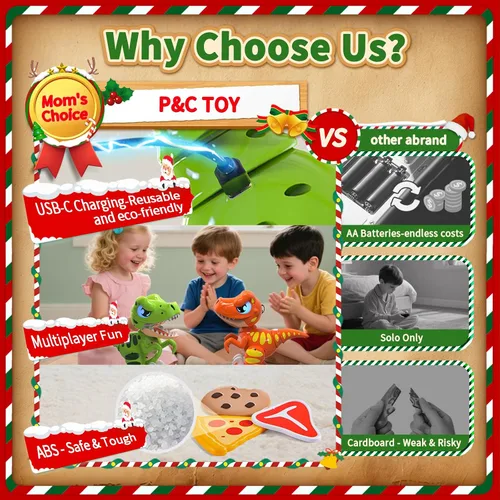 Vista 4 de P&C - Juguetes de dinosaurio con control remoto para niños, color verde