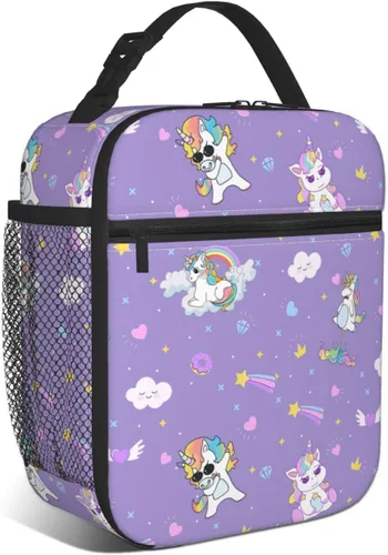 Vista 10 de Lonchera espacial para niños y niñas, térmica, térmica, linda bolsa de almuerzo para la escuela Dibujos animados aeroespacial