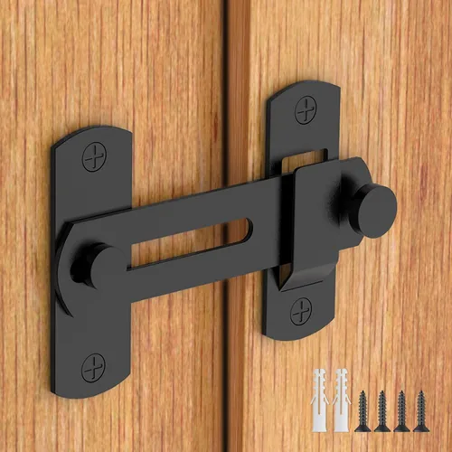 Vista 10 de Cerradura de puerta corrediza de granero abatible de 180 grados para privacidad – Cerraduras de puerta de granero seguras y pestillos para puerta