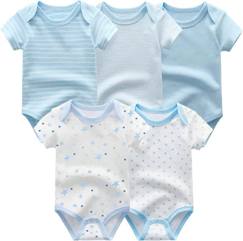 Vista 3 de ZAV Ropa unisex para bebés, paquete de 5 mamelucos de manga corta y 3 mamelucos con pies para bebé