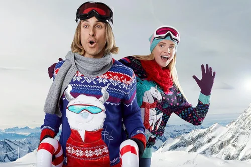Vista 5 de Holiday Hype Suéter feo navideño para hombre, diseño divertido y tradicional