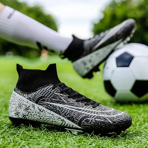 Vista 7 de Zapatos de fútbol para hombre, tacos de fútbol altos, con cordones, antideslizantes, para exteriores, AGFG, béisbol, lacrosse, rugby, botas