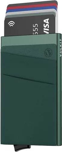 Vista 30 de VULKIT Card Holder with Money Pocket Pop Up Wallet RFID Blocking Slim Metal Bank Card Case Holds 5 Cards and Notes
