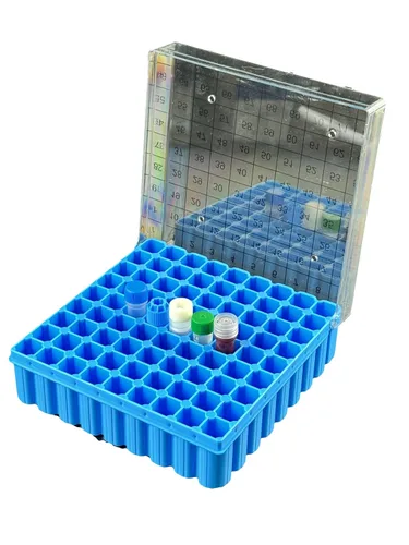 Vista 2 de Cajas de almacenamiento criogénicas de tubos de microcentrífuga PP PC con tapas (PC (-320.8 °F/-320℉), 2ML-81Wells)