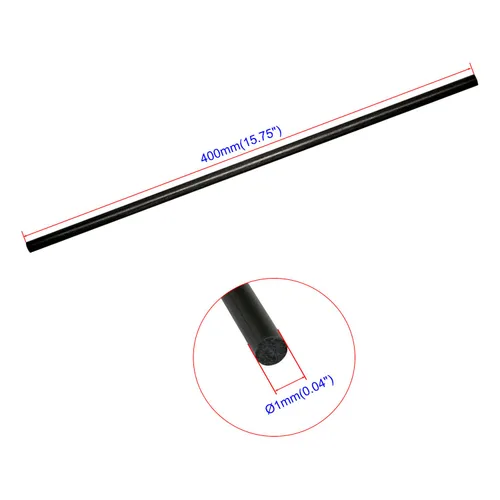 Vista 2 de 5 varillas de fibra de carbono de 0.039 pulgadas de diámetro, barra esmerilada sólida de 1.57 pulgadas, utilizada para cometa, aviones de control