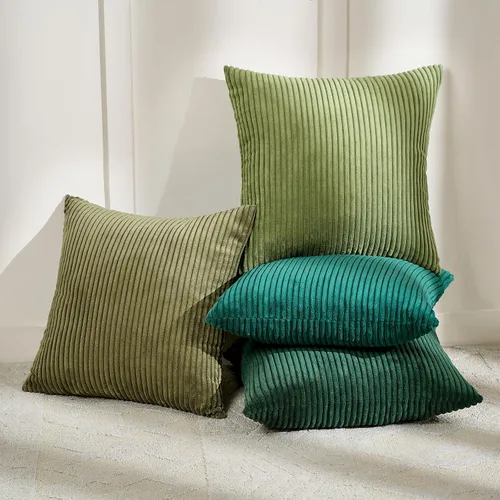 Vista 16 de Volcanics - Juego de 4 fundas de almohada de pana beige crema de 18 x 18 pulgadas Decorative Modern Double-Sided Striped Cushion Cases, Soft Boho