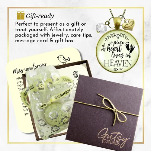 Vista 12 de Gutsy Goodness Miscarriage Necklace Comforting Sentimental Handmade Jewelry For Mom - Pendant, Message Card, Keepsake Gift Box