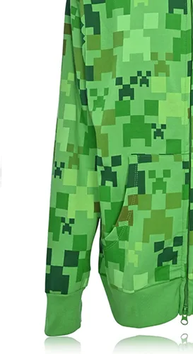 Vista 7 de Minecraft Sudadera con capucha para niños, diseño de cara de enredadera negra y verde, sudadera