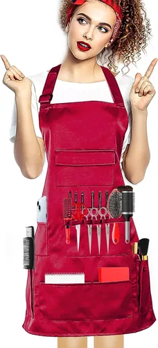 Vista 12 de boshiho Delantal de pintura para adultos, hebilla ajustable, delantal de peluquero con bolsillos para mujeres/hombres/unisex, delantal de trabajo