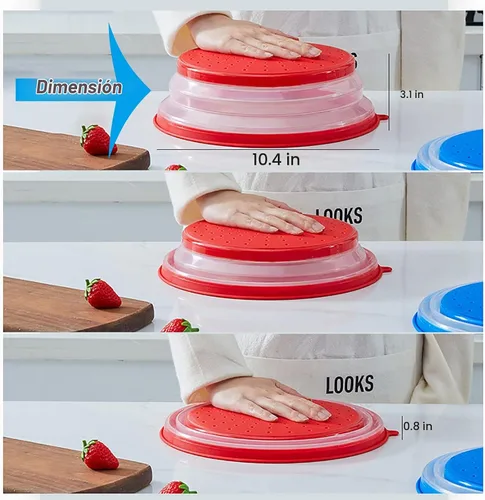 Vista 4 de Cubierta plegable de silicona para microondas, protector contra salpicaduras de 10.5 pulgadas