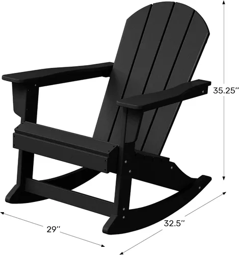 Vista 24 de WestinTrends Silla mecedora Malibu de poliéster para exterior/patio Adirondack, Negra
