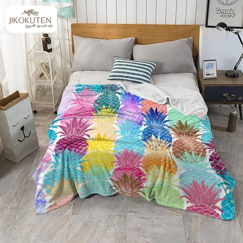 Vista 4 de Manta colorida de piña, regalos para mujeres, niñas, hombres y niños, manta de franela suave y cómoda para cama de autobús, sala de estar
