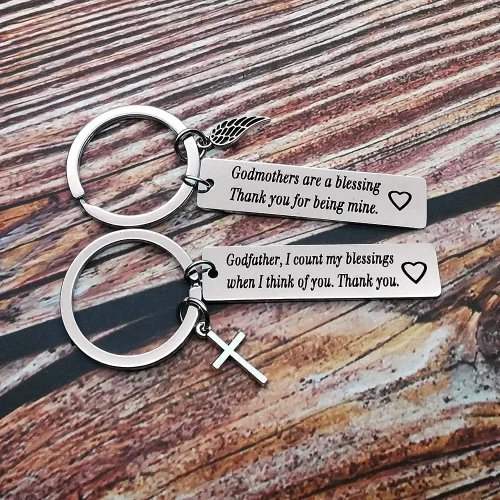 Vista 4 de Vadaka Regalos para padrinos de ahijado, llavero de madrina, llavero de padrino, regalo de bautizo, regalo para madrina, padrino, regalo