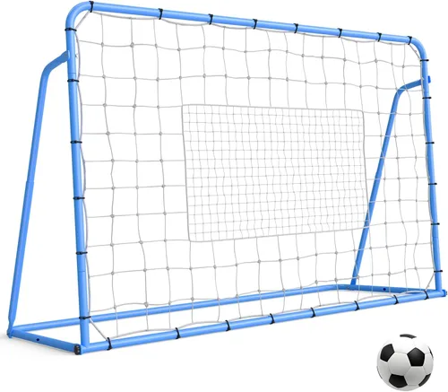 Vista 7 de GarveeLife Red de rebote de fútbol ajustable de 6 x 4 pies, red de rebote de fútbol resistente con marco de hierro, resistente a la corrosión