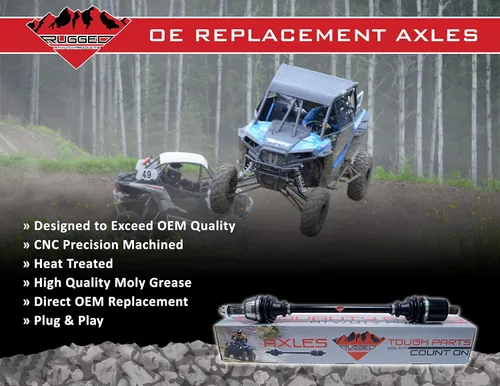 Vista 2 de Rugged Eje de rendimiento trasero derecho (2014-17) CFMOTO ZFORCE 800, abrazaderas de acero inoxidable recubiertas para alta protección y tratado