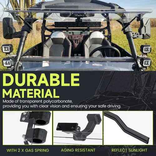 Vista 6 de HECASA Parabrisas 3 en 1 compatible con Polaris RZR 570/RZR 570 S/ RZR 800/RZR S 800/RZR 4 800/XP 900 con resorte de gas totalmente transparente