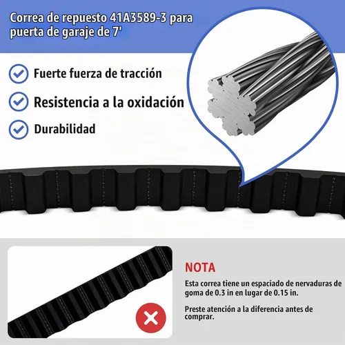 Vista 7 de 41A3589-3 41A3589-12 Conjunto de correa de transmisión de puerta de garaje para 7' Liftmaster, Sears, 233" Chamberlain Garage Door Opener 1270