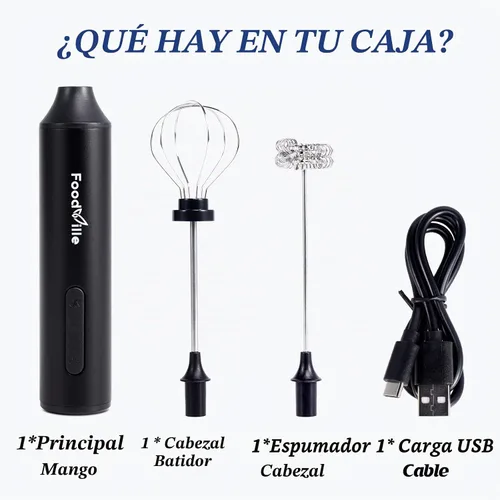 Vista 6 de FoodVille MF05 Espumador de Leche Recargable con Carga USB Batidor de Espuma Manual con Batidor de Globo de Acero Inoxidable para Capuchino, Latte