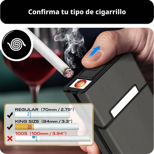 Vista 2 de roygra Funda para cigarrillos con encendedor (paquete de 2), interruptor magnético tamaño King de 85mm, soporte de 20 unidades para hombres