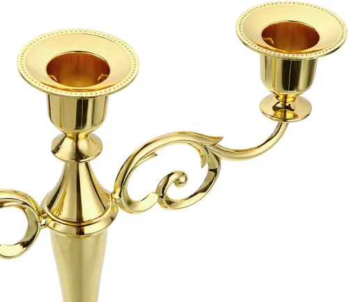 Vista 4 de OwnMy Candelabro de 3 Brazos de Metal Portavelas Plateado Europeo Elegante Portavelas para Boda, Mesa de Comedor, Navidad, Fiesta, Decoración