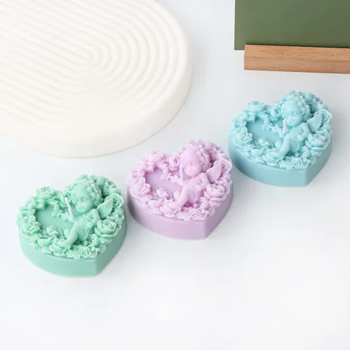 Vista 8 de Molde de vela de corazón de amor, molde de silicona para velas de bebé, molde de jabón hecho a mano, moldes de caramelo de fondant, herramienta