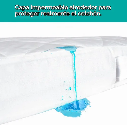 Vista 3 de Protector de colchón de cuna con cremallera, funda impermeable para colchón de cuna, transpirable y absorbente, 6 lados totalmente recubiertos