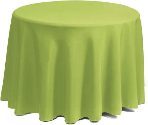 Vista 2 de Gee Di Moda Mantel redondo verde manzana de 70 pulgadas para mesas redondas de 24 a 48 pulgadas, tela lavable resistente, para mesa de bufé, fiesta