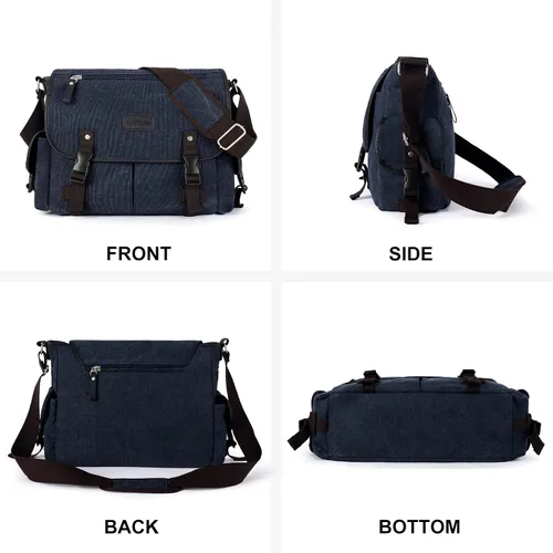 Vista 9 de Bolso de mensajero para hombre resistente al agua unisex bolsas de mensajero vintage para mujer bolsa de laptop de 14 pulgadas y 156 pulgadas