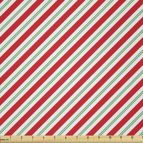 Vista 24 de Ambesonne Tela Navideña por Yarda, Tema Navideño Colorido Vivo Piñas de Pino Ramas Hombre de Jengibre Imagen de Bayas Estampada, Tela de Punto
