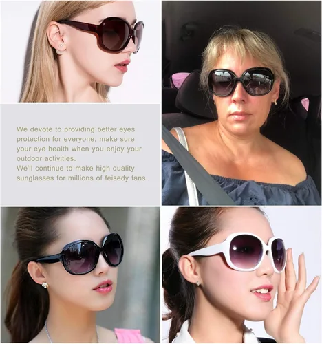 Vista 9 de FEISEDY Gafas de sol polarizadas de gran tamaño para mujer, lentes TAC B2434