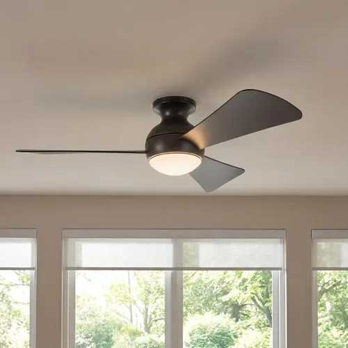 Vista 2 de Kichler Sola Ventilador de techo para exteriores de 44 pulgadas con luz LED, bronce antiguo