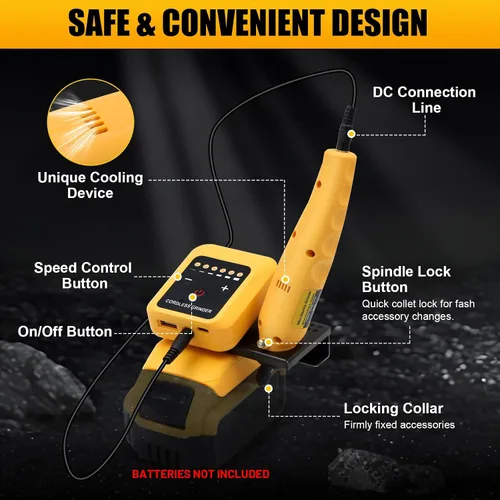 Vista 6 de Kit de herramientas rotativas inalámbricas para batería DEWALT de 20 V máximo, 6 velocidades con 25 accesorios, herramienta giratoria multiusos