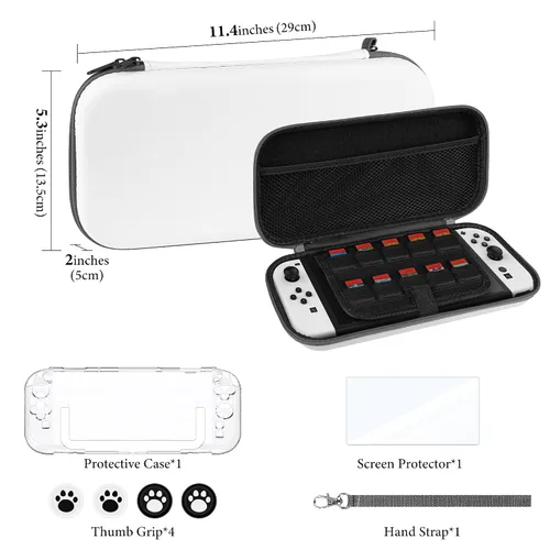 Vista 6 de Geekria Protective Set Compatible with Nintendo Switch 2, Travel Carrying Case & HD Clear Screen Protector, Including Non-Slip Rocker Cover, Game