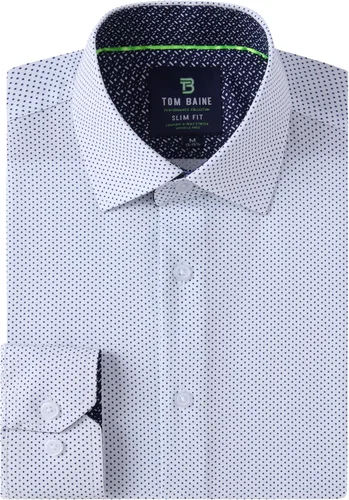 Vista 18 de Tom Baine Camisa de hombre ajustada de manga larga de alto rendimiento geométrica casual con botones